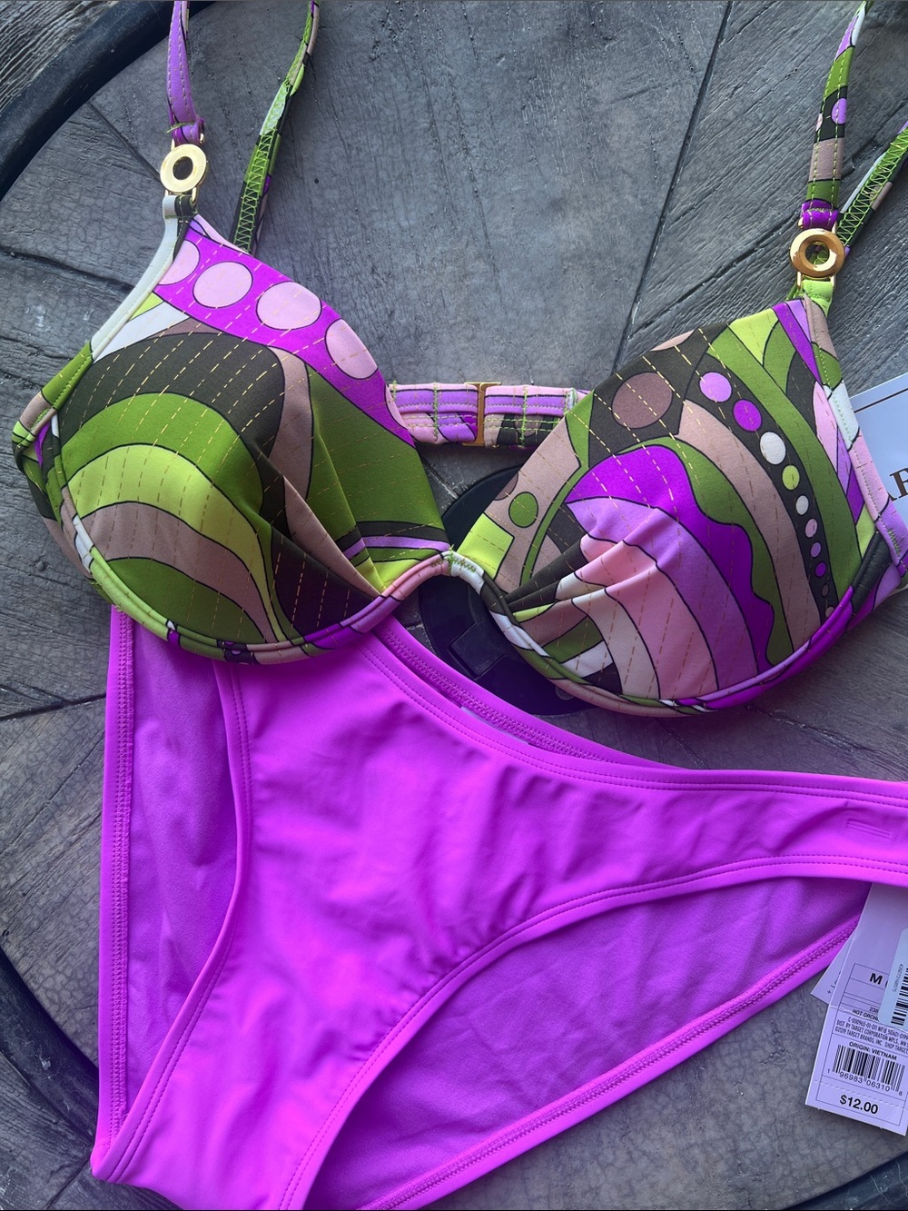 Women’s Two-Piece Bikini Set — Purple & Multicolor Print.  B11